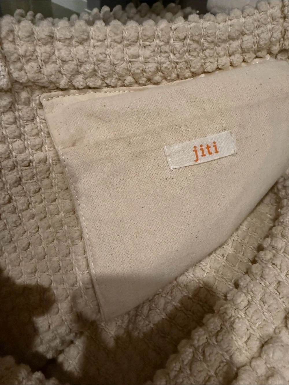 Jiti Popcorn Knit Handwoven Cream Crochet Satchel Tote